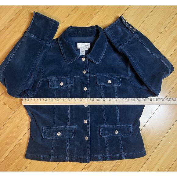 LAL Live a Little Blue Corduroy Snap Front Buttons Jacket Pockets size Lrg - Picture 4 of 10